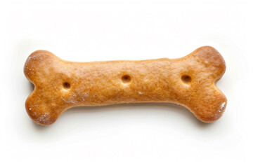 a dog bone shaped cookie on a white surface