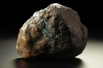 Plattnerite is a rare precious natural stone on a black background. AI generated. Header banner mockup with space.