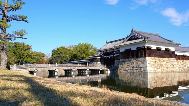Hiroshima Castle and moat in Japan