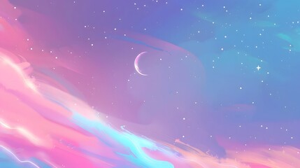 Fototapeta premium Pink and blue sky moon illustration poster background