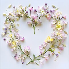 Obraz premium Greeting card. Floral frame in the shape of a heart. 