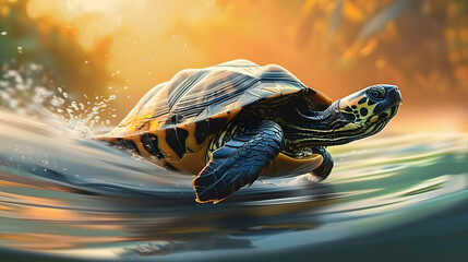 turtle moving fast metaphorical illustration