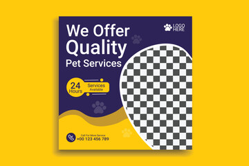 Pet services Instagram template design quality pet services pet social media post design 