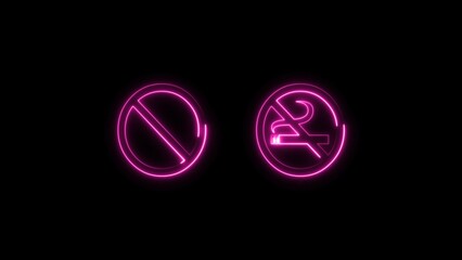 Abstract neon geometric sign icon illustration on black screen.