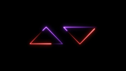 Abstract neon geometric sign icon illustration on black screen.