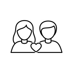 Couple outline icon. Love, relationship concept. Editable stroke. Isolated vector illustration 
