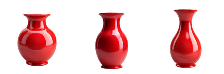 red glass vase isolated on transparent background, png