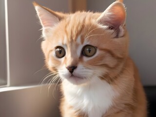 Tabby Ginger Cat Animal Realistic Photo Illustration Art	
