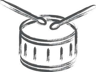 楽器関連の筆書き単品イラスト　ドラム