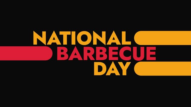National Barbecue Day colorful motion graphics seamlessly loopable text animation on a black background great for wishing and celebrating national barbecue day on 16 may
