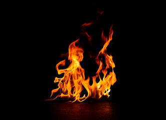 fire png burning flame Isolated on a black background