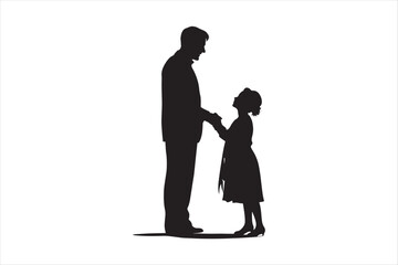 Grandpa  with a Grandchildren Silhouettes. Grandpa  with a Grandchildren Silhouette vector.