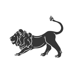 Nemean Lion Icon Silhouette Illustration. Ancient Creatures Vector Graphic Pictogram Symbol Clip Art. Doodle Sketch Black Sign.