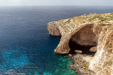 The Blue Grotto sea caverns in Malta