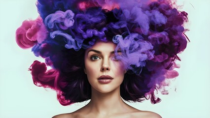 Fototapeta premium Bold explosions of royal purple and deep plum smoke