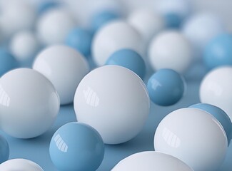 3D render of floating different size of spheres