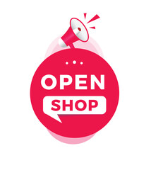 Open shop sign, flat design. vector for banner template or advertising.
