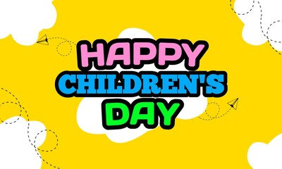 Happy children's day 3d cartoon template style premium victor 