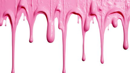 Pink acrylic color dripping on transparent background.	
