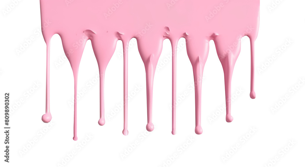 Wall mural Pink acrylic color dripping on transparent background.	
