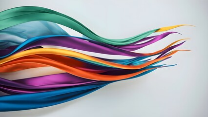 Dynamic ribbons of silk fluttering with vibrant hues