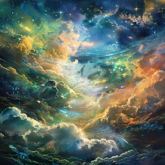 Fototapeta premium Beyond the Blue A Journey Through Space and Sky