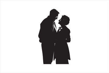 Old couple silhouettes Vector. 