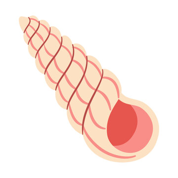 Hand drawn Wentletrap Seashell. Modern flat style seashell illustration. Souvenir seashell isolated on white background. Vector illustration