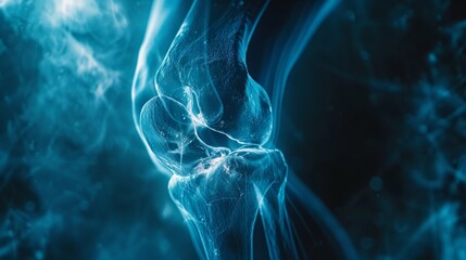 X-ray image. Detailed visualization of knee joint, emphasizing importance of maintaining joint health through proper care