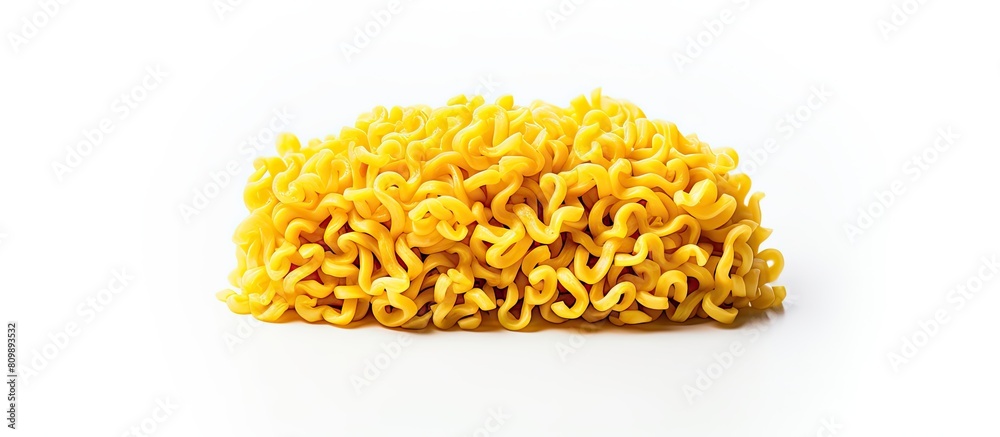 Aufkleber A yellow pan with instant noodles is featured in an isolated image with a white background and copy space