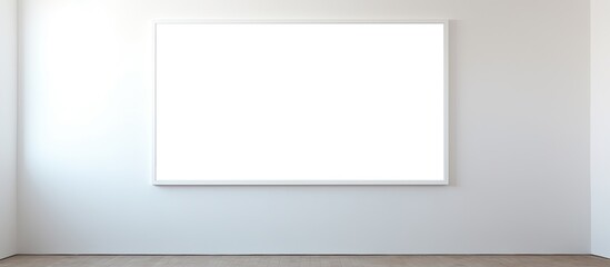 Obraz premium A white wall with a photo frame that provides space for an image. Creative banner. Copyspace image