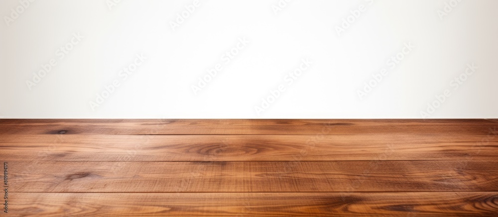 Poster a brown wooden tabletop is situated on a white background with plenty of space for images. creative 