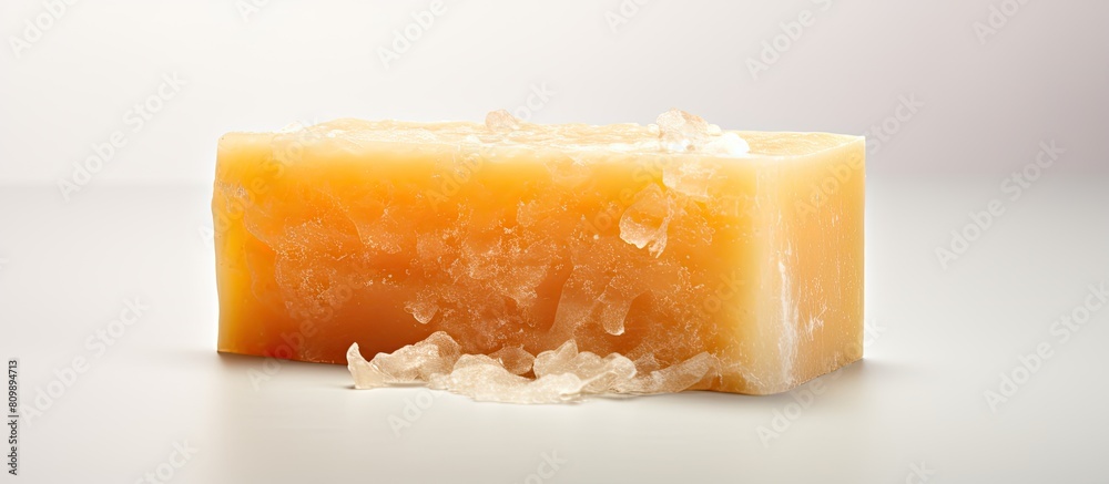Aufkleber Close up shot of a white background with a handmade soap providing ample space for copy or text in the image