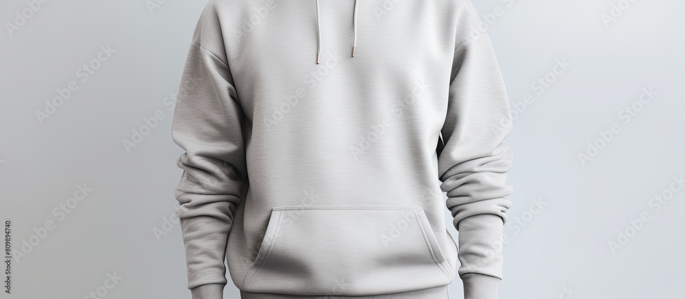 Poster A gray pullover is showcased in a mock up image with an empty copy space on a white background