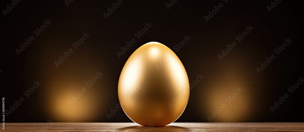 Poster Capture a photograph of a golden egg using only available light as the source creating a visually striking image with plenty of copy space