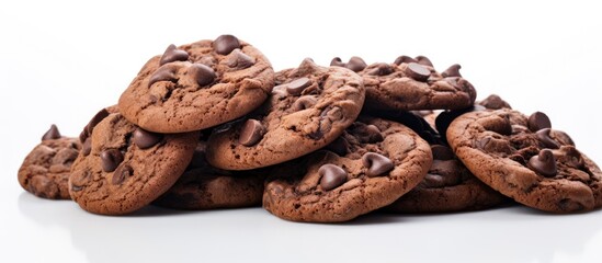 Obraz premium A copy space image of delectable crispy chocolate cookies against a pristine white backdrop