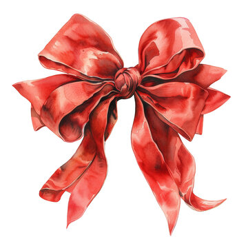 Red watercolor bow.
