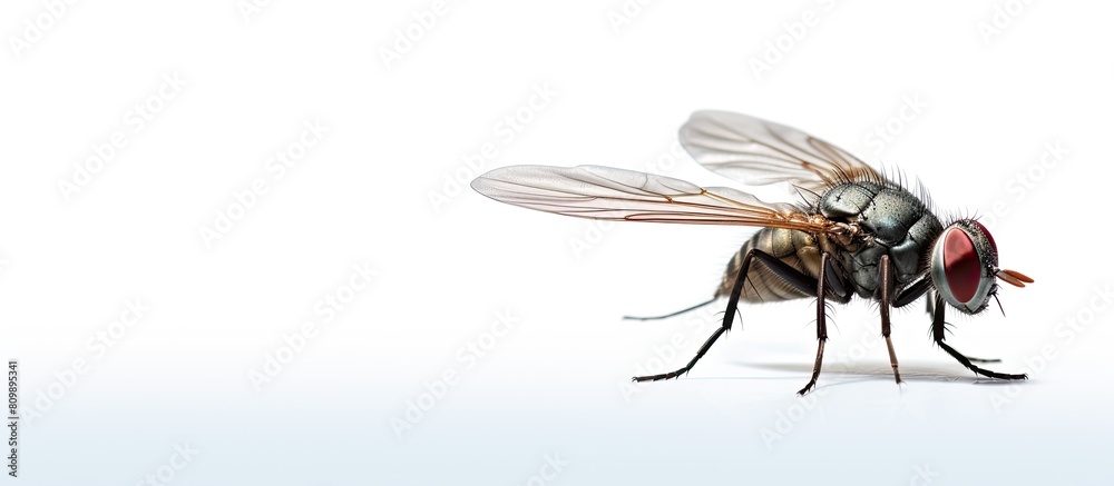 Aufkleber There is a still fly on a white background leaving room for text Simple and with space for copy. Creative banner. Copyspace image
