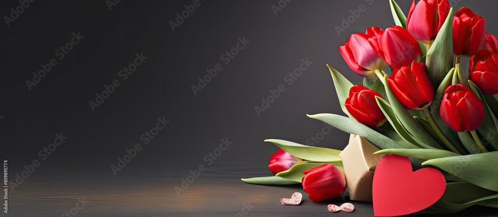 Poster a copy space image showing a greeting card celebrating valentine s day with a beautiful bouquet of t
