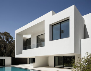 modern luxury house exterior with a pool