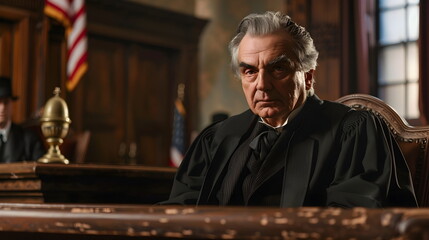 Obraz premium Portrait of a judge sitting in a courtroom
