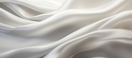 Obraz premium white silk cloth fabric waving with interplay of light and shadows creating a captivating white and gray abstract texture background perfect for web design projects with plenty of copy space image
