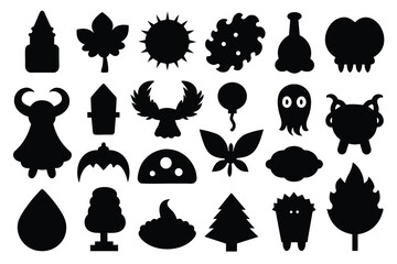 Set of Hand-drawn vector elements black Silhouette Design with white Background and Vector Illustration
