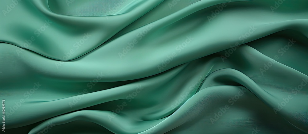 Fototapete Abstract green fabric texture background with copy space image Top view empty template