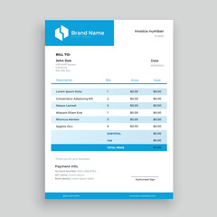 Business invoice template design isolated. Modern simple designer invoice. Vector stock