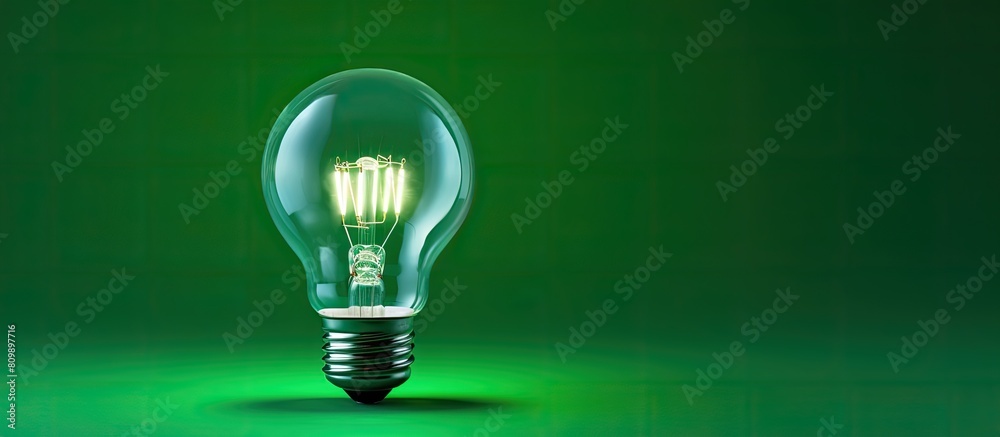 Poster A minimal concept is conveyed through a copy space image of a light bulb on a green background