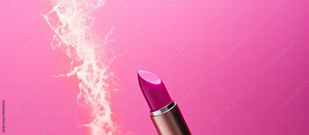 Poster a stroke of pink lipstick against a colorful background leaving plenty of space for an image. creati