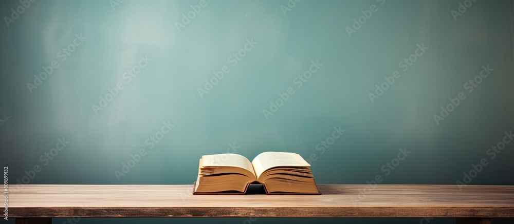 Poster A room with an open book on the desk illustrating the concept of education and learning The image provides ample copy space