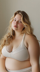 Naklejka premium Young woman in bra posing for a picture