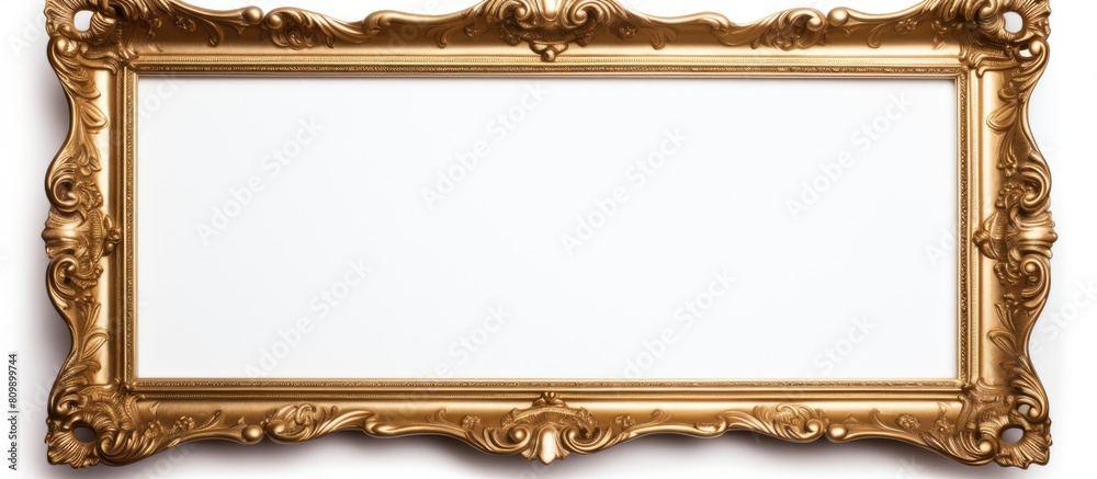 Poster a stunning vintage mock up featuring an old antique golden frame set against a white isolated backgr